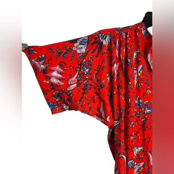Anthropologie Maeve Windham Bright Red Floral Tunic Size Medium - Picture 4 of 10